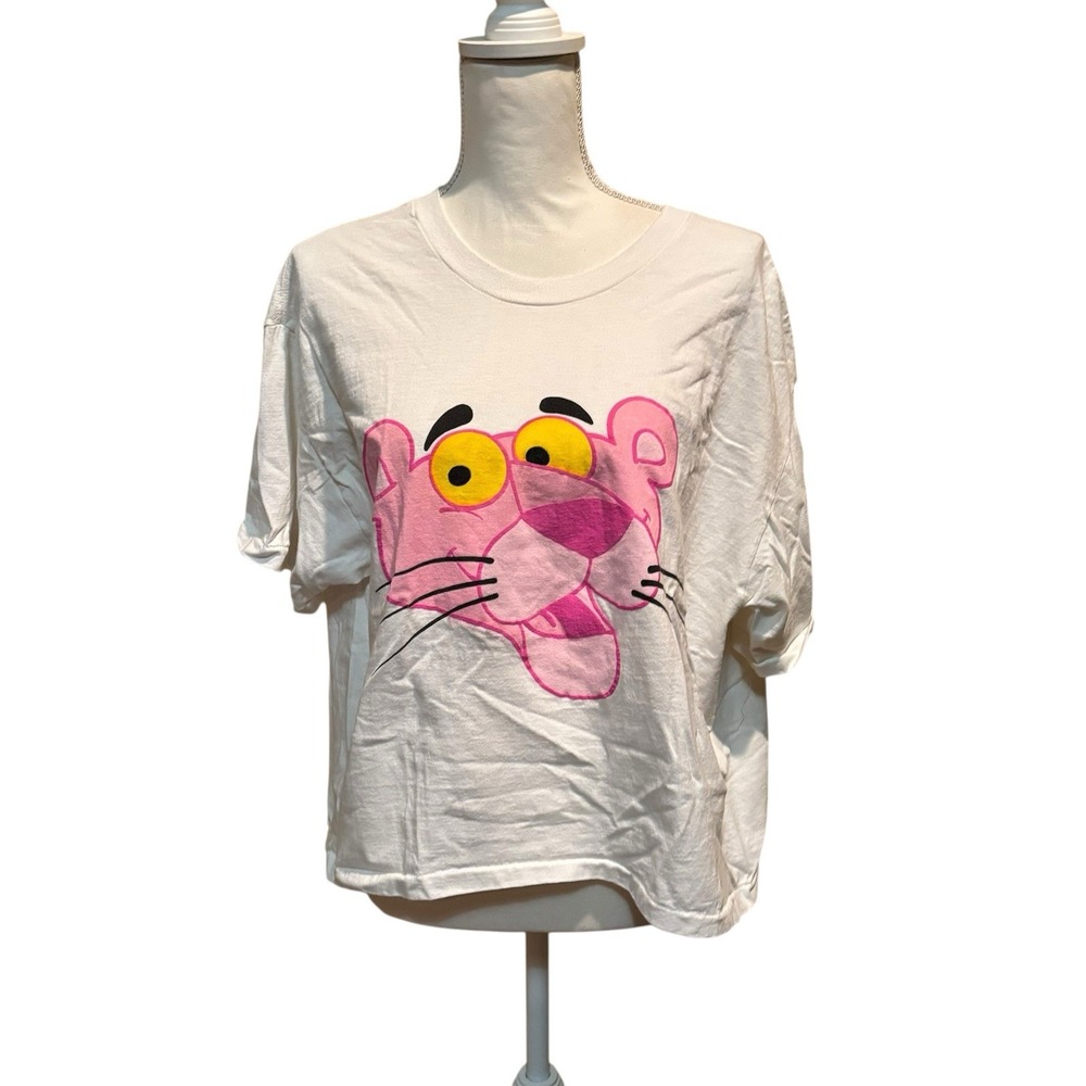 Vintage Pink Panther T-Shirt Single Stitch 90s Cartoon Tee White One Size USA